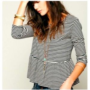 FREE PEOPLE Peplum3/4SleeveTopKnitRound